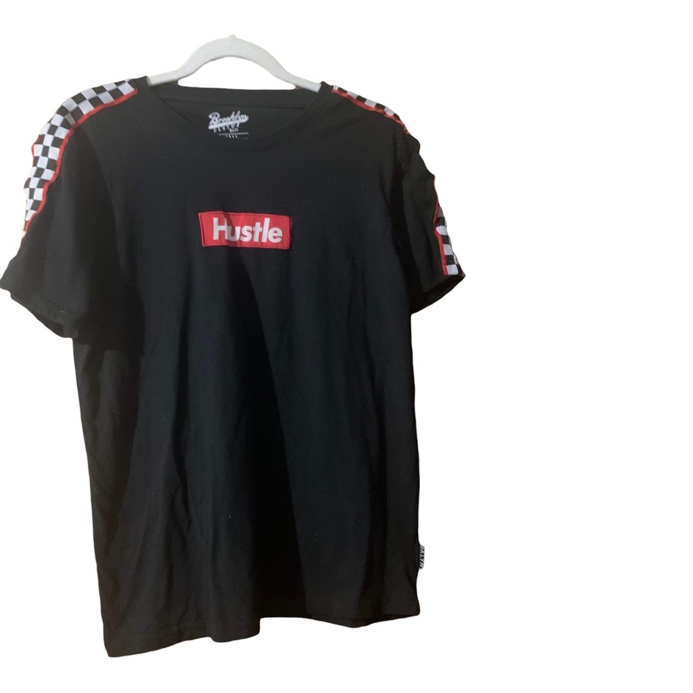 Hustle Brooklyn Cloth MFG Co. Size S Checkered Flag Accents On Shoulder & Sleeve